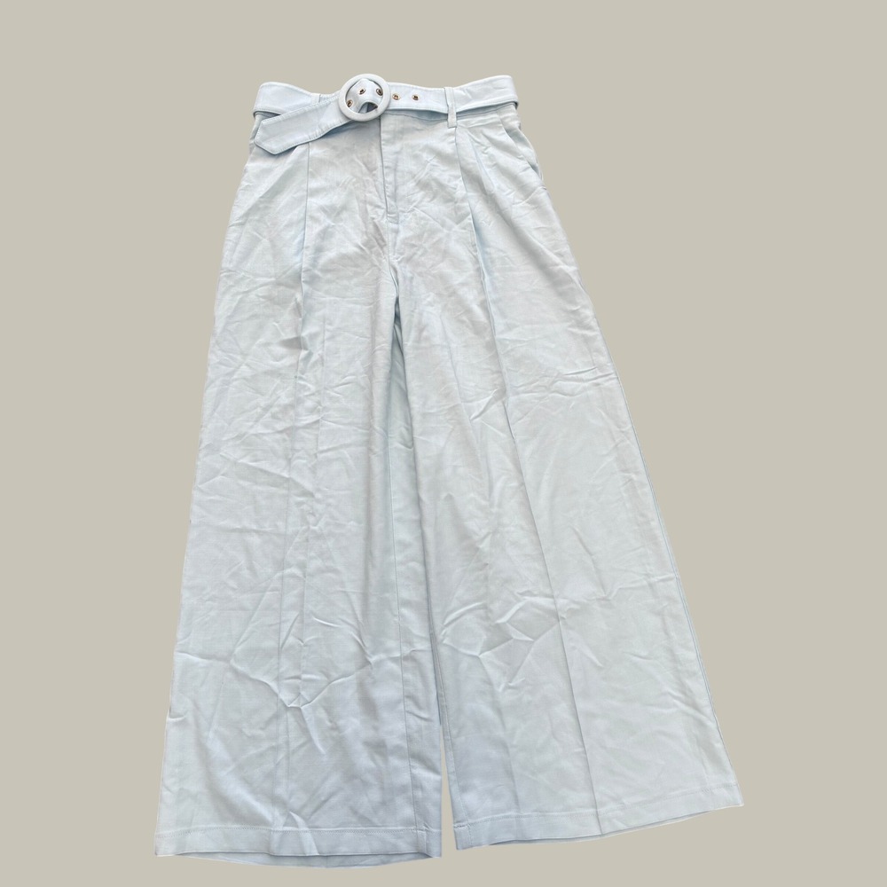 House of Harlow 1960 Light Blue Belted Wide Leg Pleated Trousers Size 4